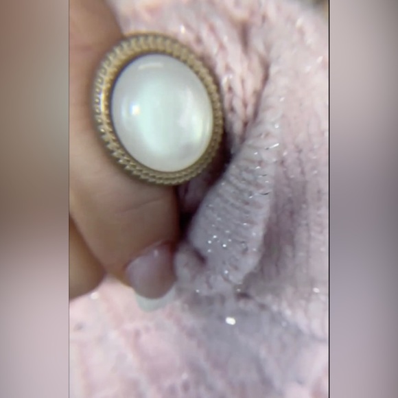 POL Clothing NEW Women's Baby Pink Luxe Open Cardigan Sweater with Buttons Large - Picture 12 of 12